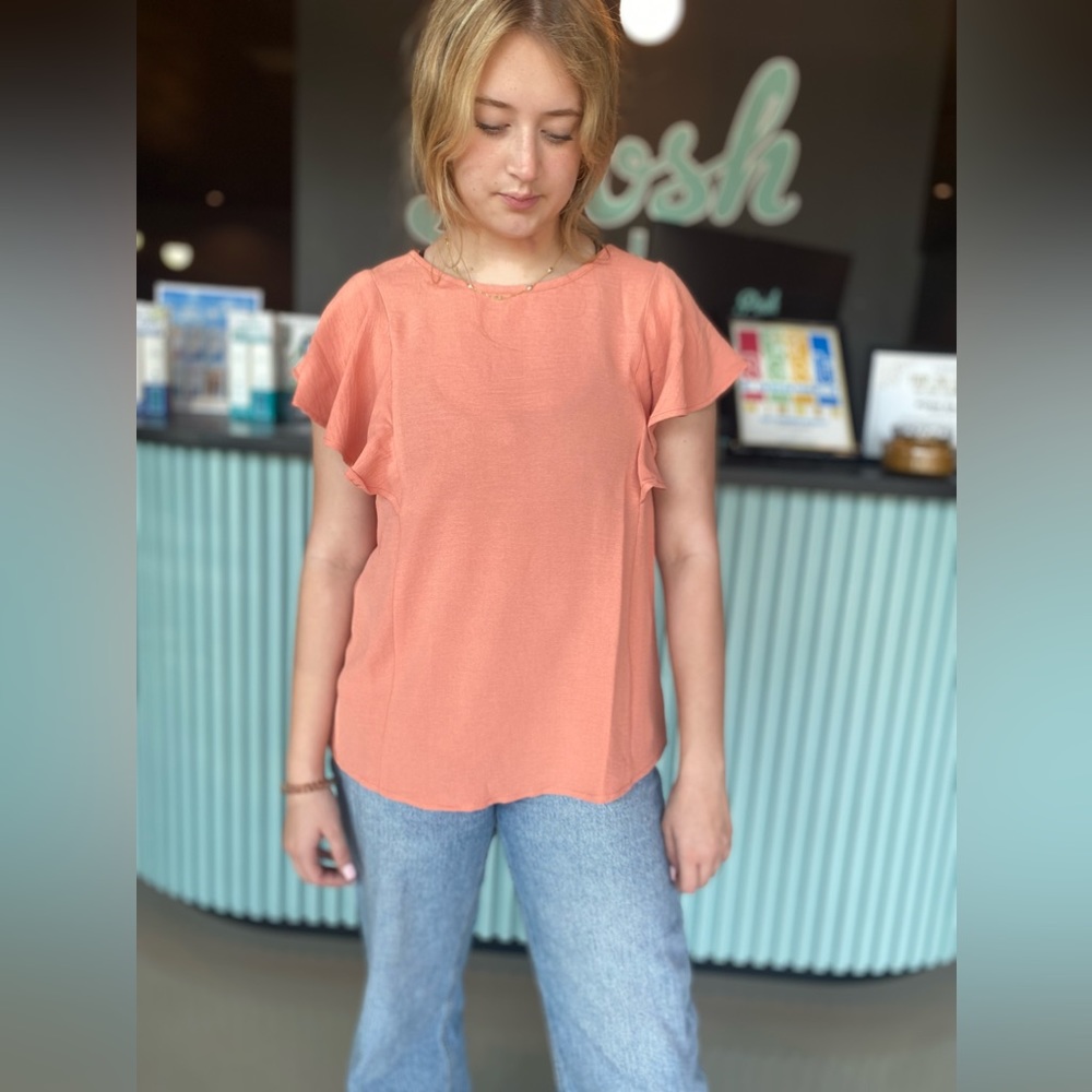Coral Floral Ruffle T-Shirt